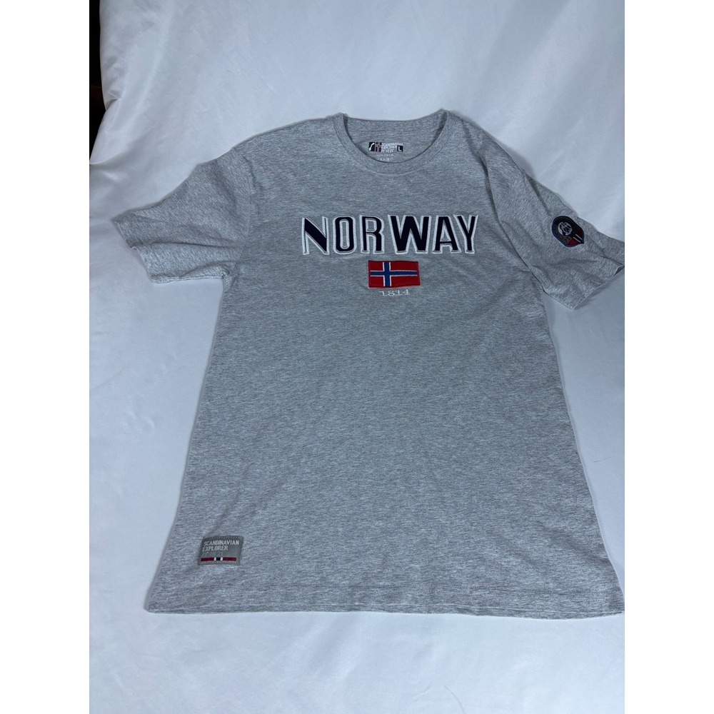Scandinavian Explorer Norway T-Shirt Mens Large Gray Cotton Graphic Souvenir Tee